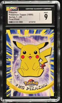 CGC 9 MINT Pikachu 1999 Series 1 Topps 25 First Print Pokemon Card - Image 1