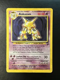 Alakazam [HP] - 1/130 - Pokemon TCG Base Set 2 Holo Rare Card WOTC - Image 1