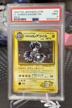 PSA 9 MINT Lt. Surge's Magneton Gym Japanese #82 Holo Pokemon Card - Image 1