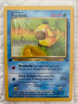 Psyduck First Edition 53/62 Fossil Set Common Pokemon Card - Image 1