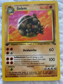 Golem First Edition 36/62 Fossil Set Uncommon Pokemon Card - Image 1