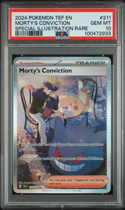 2024 POKEMON TEF EN-TEMPORAL FORCES #211 MORTY'S CONVICTION PSA 10 - Image 1