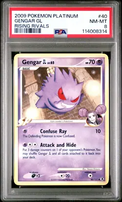 2009 POKEMON PLATINUM RISING RIVALS #40 GENGAR GL PSA 8 - Image 1