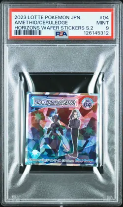 2023 LOTTE POKEMON JPN HORIZONS WAFER STICKERS SERIES 2 AMETHIO/CERULEDGE PSA 9 - Image 1