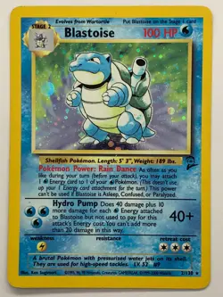 Pokemon Base Set, Blastoise, Rare, Holo, 2/130, 2nd Edition, LP-MP - Image 1
