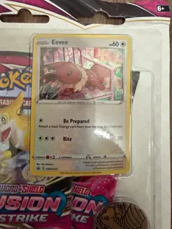 Pokemon TCG Fusion Strike Eevee Promo Card Triple Blister, New Sealed - Image 2