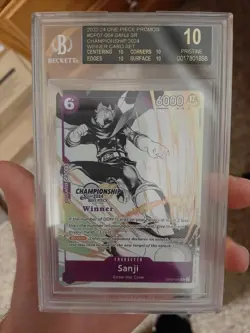 One Piece OP07-064 Sanji 2024 Championship Winner Prize Card BGS 10 Black Label - Image 1