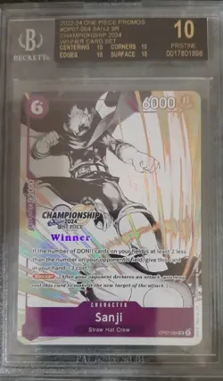 One Piece OP07-064 Sanji 2024 Championship Winner Prize Card BGS 10 Black Label - Image 5
