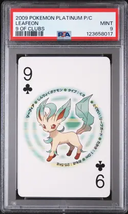 2009 POKEMON PLATINUM VERSION PLAYING CARDS 9 OF CLUBS LEAFEON PSA 9 - Image 1