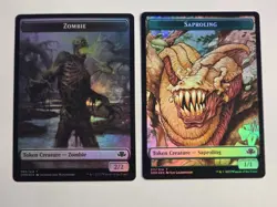 MTG -Zombie | Saproling - FOIL Double Sided Token - Dominaria Remastered - Image 1