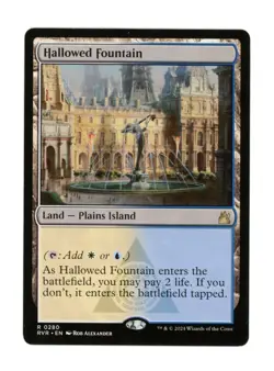 MTG Ravnica Remastered Hallowed Fountain #174 Rare Land LP/LP+ Light Play+ AD91 - Image 1