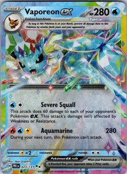 Vaporeon ex - 023/131 SV: Prismatic Evolutions Holo Pokemon TCG NM - Image 1