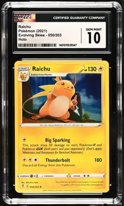 Pokemon Raichu 050/203 Evolving Skies English Gem Mint 10 (2021) - Image 2