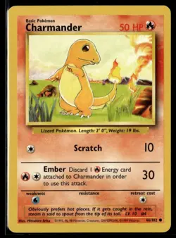 1999 Pokemon Base Set Unlimited Normal Charmander 46 - Image 1