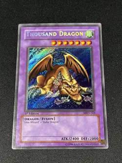 Yugioh Thousand Dragon MRD-143 Secret 1ST ED MISPRINT ERROR FOIL/NAME SHIFT NM - Image 1