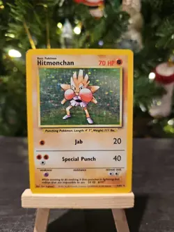 Pokemon TCG Hitmonchan Base Set Holo Unlimited Rare Card 7/102 HP - Image 1
