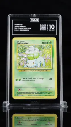 2023 POKEMON CLV-TRADING CARD GAME CLASSIC #001 BULBASAUR TAG 10 - Image 1