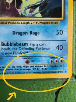 ??Pokemon Gyarados Base Set 1999-2000 4th Print! Holo Rare 6/102 Card - Image 3