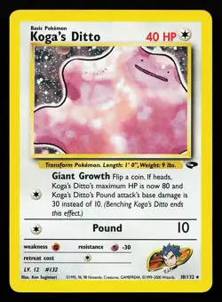 Koga's Ditto 10/132 Holo Rare Gym Challenge Pokemon Card - Image 1