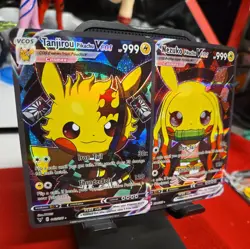 Pikachu Tanjirou + Nezuko Demon Slayer/Pokemon Cute Cosplay Doujin ACG HOLO Card - Image 2