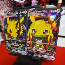 Pikachu Tanjirou + Nezuko Demon Slayer/Pokemon Cute Cosplay Doujin ACG HOLO Card - Image 3