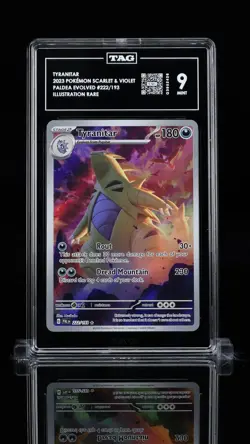 2023 POKEMON PALDEA EVOLVED #222/193 TYRANITAR ILLUSTRATION RARE TAG 9 - Image 1