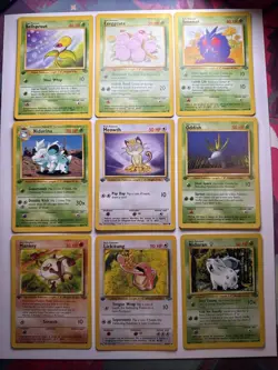 Pokemon Meowth Oddish Lickitung Nidoran Bellsprout Jungle 1st Edition Lot - Image 1