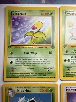 Pokemon Meowth Oddish Lickitung Nidoran Bellsprout Jungle 1st Edition Lot - Image 2