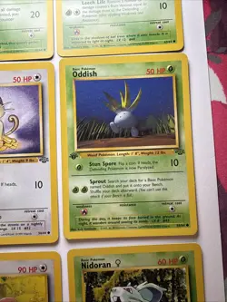 Pokemon Meowth Oddish Lickitung Nidoran Bellsprout Jungle 1st Edition Lot - Image 5