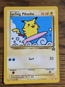 Pokemon Wotc Black Star Promo # 28/53 SURFING PIKACHU,,, Never Played,, look - Image 1