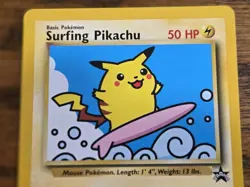 Pokemon Wotc Black Star Promo # 28/53 SURFING PIKACHU,,, Never Played,, look - Image 2