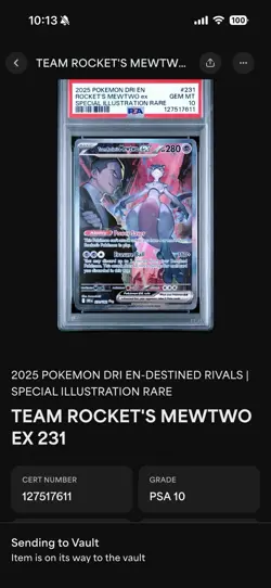 Pokemon Team Rocket's Mewtwo ex Destined Rivals SIR #231 PSA 10 Gem Mint - Image 1