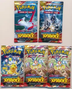 POKEMON TCG SCARLET & VIOLET SURGING SPARKS FACTORY SEALED BOOSTER 5 PACK LOT F - Image 1