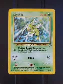 Pokemon Base Set 2 Scyther 17/130 Holo Rare LP - Image 1