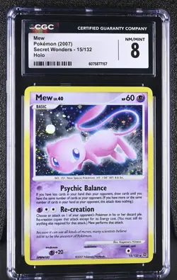 CGC 8 Mew 2007 Secret Wonders 15/132 Holo Pokemon Card - Image 1