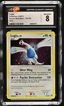 CGC 8 Holo Bleed Lugia 2007 Secret Wonders 14/132 Holo Pokemon Card - Image 1