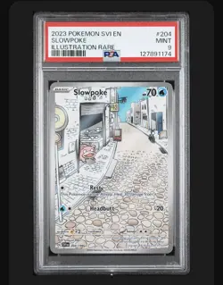 Pokemon TCG Slowpoke Scarlet & Violet Base Set Illustration Card 204/198 PSA 9 - Image 1