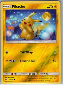 Pikachu 56/236 Reverse Holo SM - Unified Minds - Pokemon Card - NM - Image 1