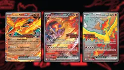 Team Rocket's Moltres ex Destined Rivals Stamp UPC Set Pokemon TCG 229/182 NM x3 - Image 1
