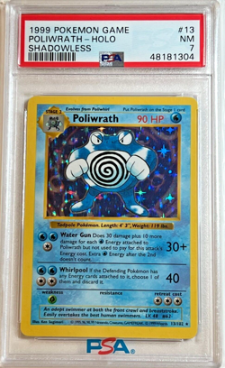 Pokemon TCG - 1999 Poliwrath 13/102 - Holo - Shadowless - Base Set - PSA 7 - Image 1