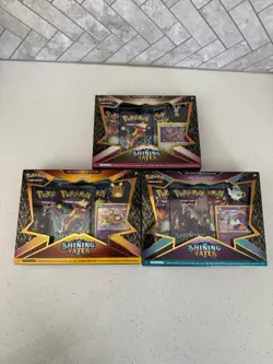 Pokemon TCG Shining Fates Mad Party Pin Collection Box Set of 3 Factory Sealed - Image 1