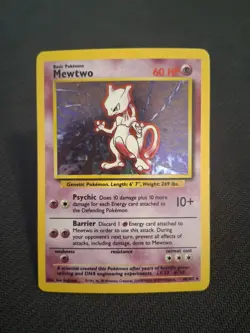 Pokemon Mewtwo TCG Base Set Holo Unlimited Rare Card 10/102 MP Condition - Image 1