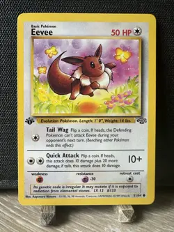 1st Edition Eevee 51/64 Jungle Set Rare Vintage 1999 Pokemon Card - WOW - Image 1
