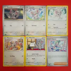 x6 Minccino Cinccino Lisia's Appeal Cute pokemon cards mixed lot collection. - Image 1