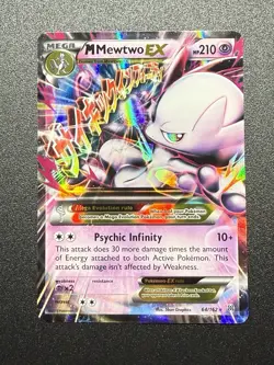 Pokemon M Mega Mewtwo EX Ultra Rare Holo TCG Card 64/162 XY Breakthrough - Image 1
