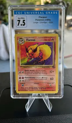 Pokemon TCG Flareon Jungle Non Holo Card 3/64 Unlimited Edition Rare CGC 7.5 - Image 1