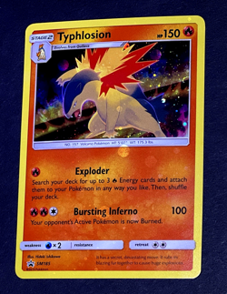 2019 Pokemon TYPHLOSION Black Star Promo HOLO BLEED Sun & Moon Card #SM185 SWIRL - Image 1