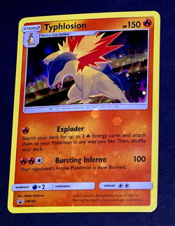 2019 Pokemon TYPHLOSION Black Star Promo HOLO BLEED Sun & Moon Card #SM185 SWIRL - Image 4