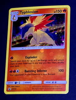 2019 Pokemon TYPHLOSION Black Star Promo HOLO BLEED Sun & Moon Card #SM185 SWIRL - Image 5