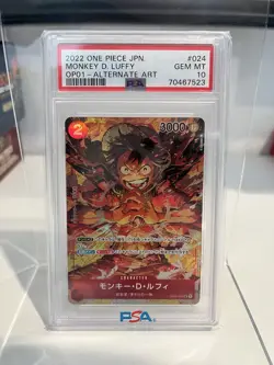 PSA 10 One Piece Cards Game - Monkey D. Luffy OP01-024 SR ROMANCE DAWN Japan - Image 1